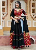 Viscose Rayon Black Navratri Wear Printed Readymade Lehenga Choli